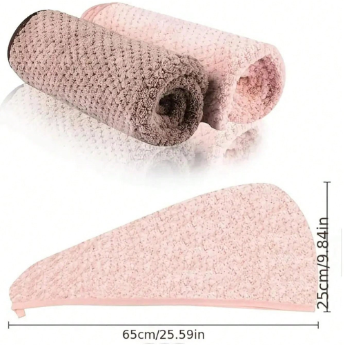 Microfiber Hair Drying Towel with Button Soft Absorbent Random Color Uk