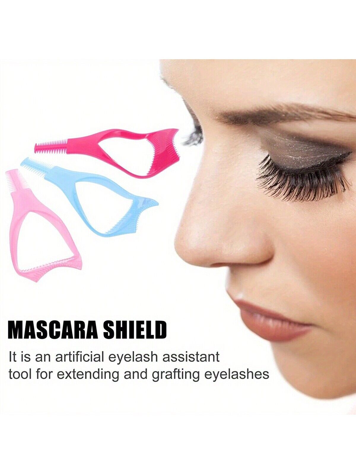 Eyelash Brush Curler Mascara Guard 3 in 1 Applicator Tool Stencil Shield Guide