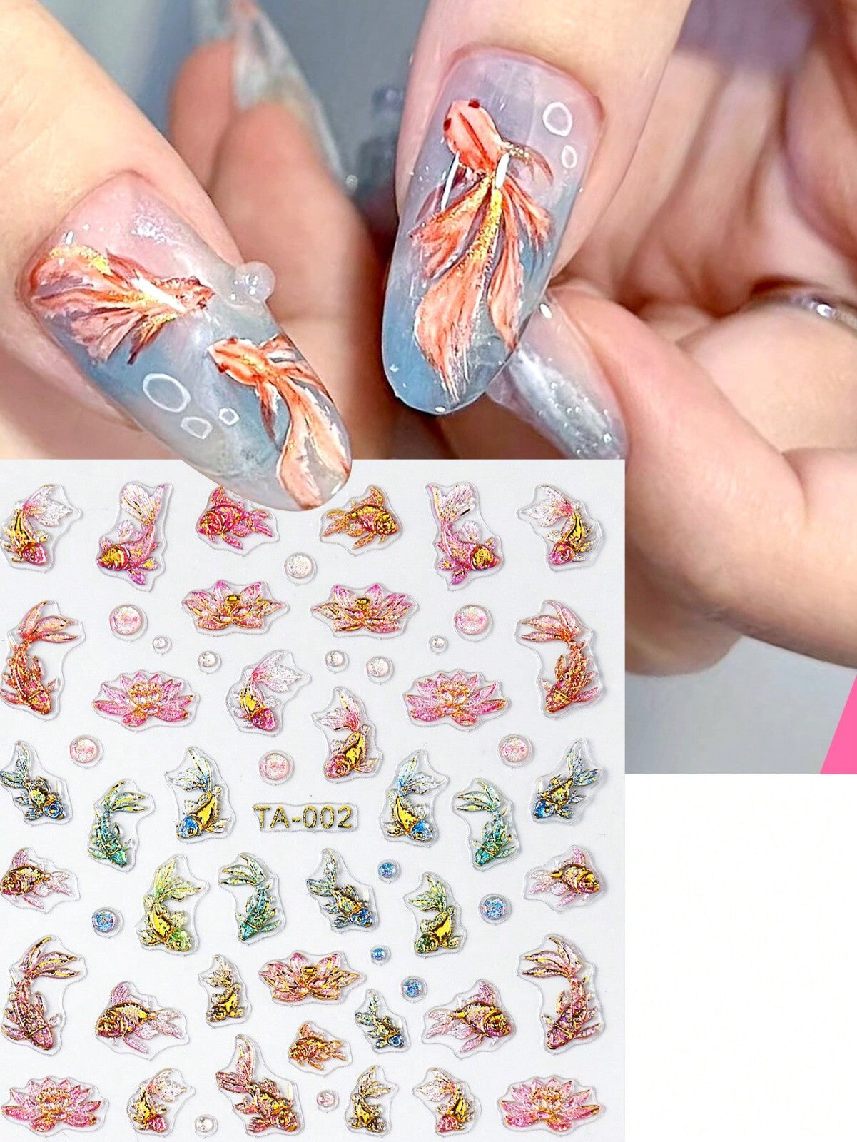 2sheet 5D Nail Art Stickers Decals Embossed Flowers Floral Daisy Fern Decoration