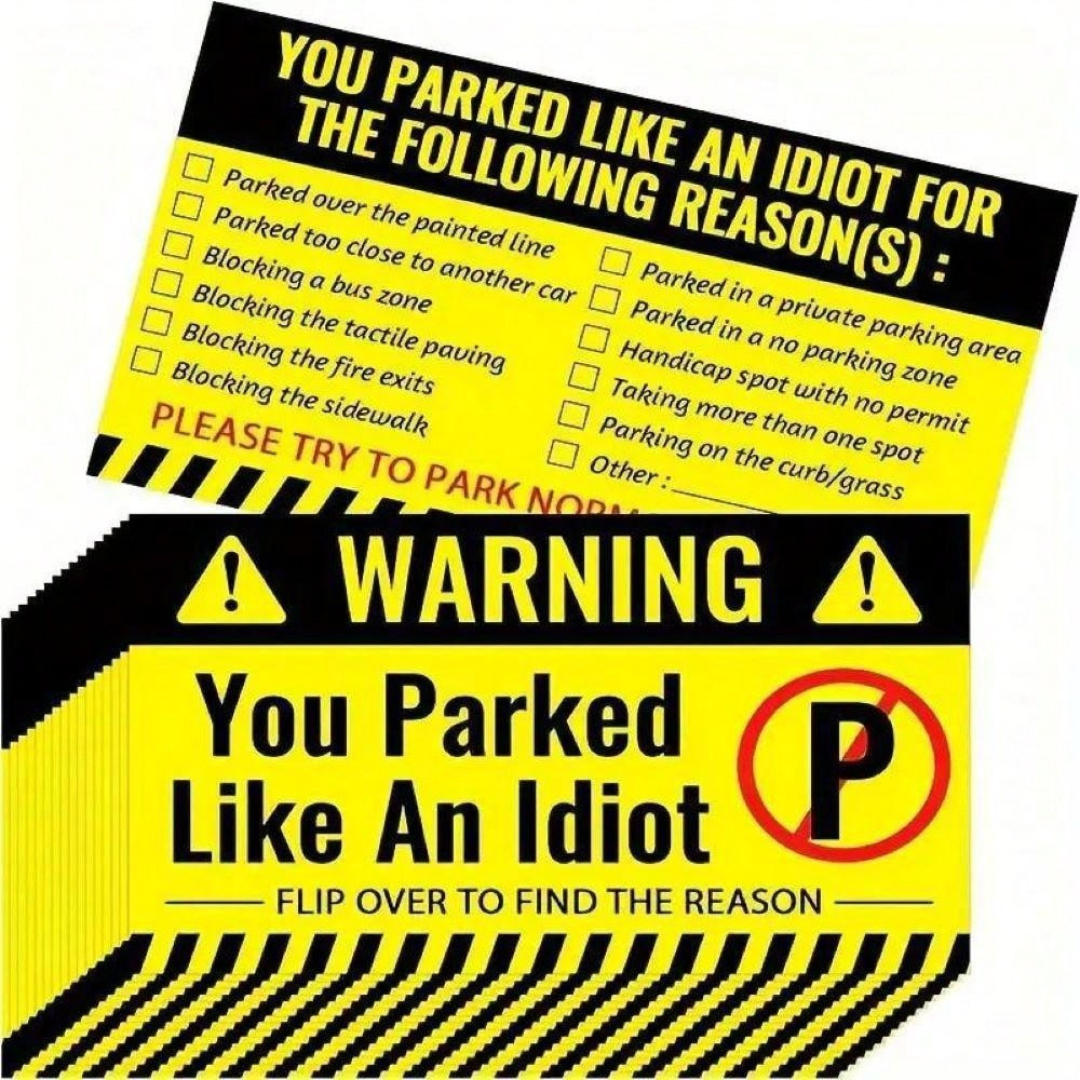 50pcs YOU PARKED LIKE AN IDIOT Bad Parking Cards Fake Ticket Prank Joke Gag Gift