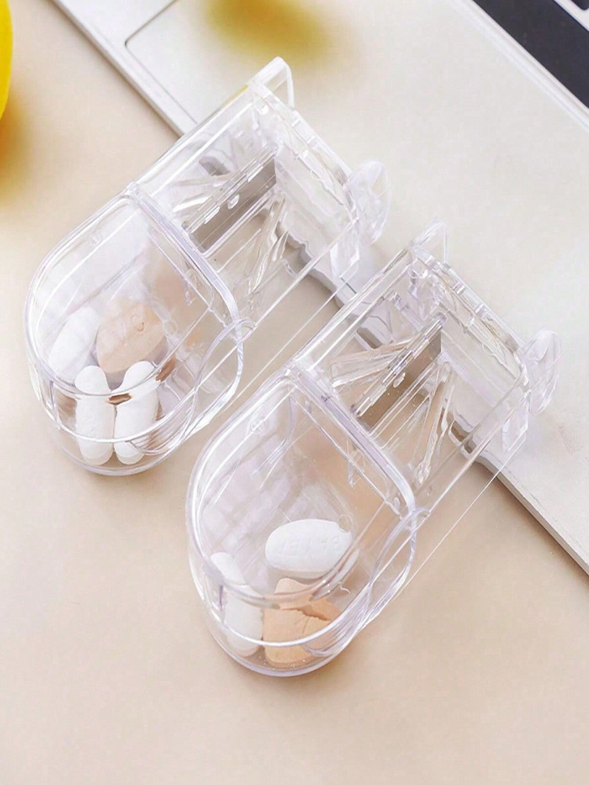 Pill Cutter Splitter Half Medication Storage Compartment Box Medicine Tablet Hol