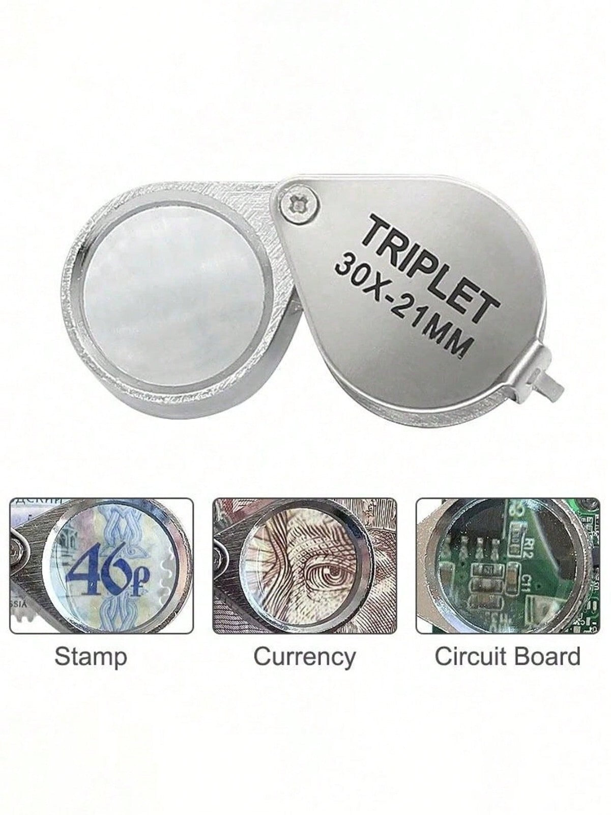 Jewelers Eye Loupe Pocket Magnifier Magnifying Glass Jewelry Diamond 30x21mm UK
