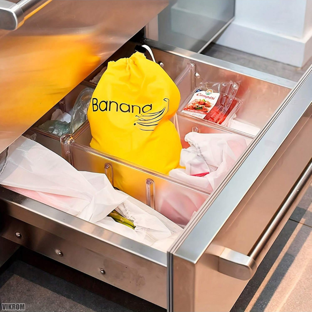 BANANA TIE UP PADDED STORAGE BAG Fresh Fruit Kitchen Fridge Container Organiser