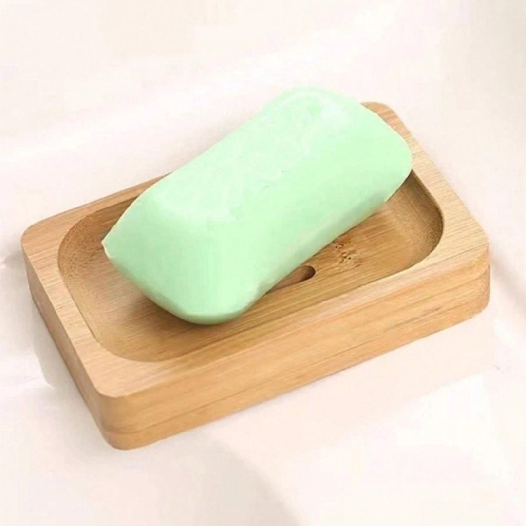 Bamboo Wooden Soap Dish Soap Tray Holder Storage Rack Plate Container Bathroom