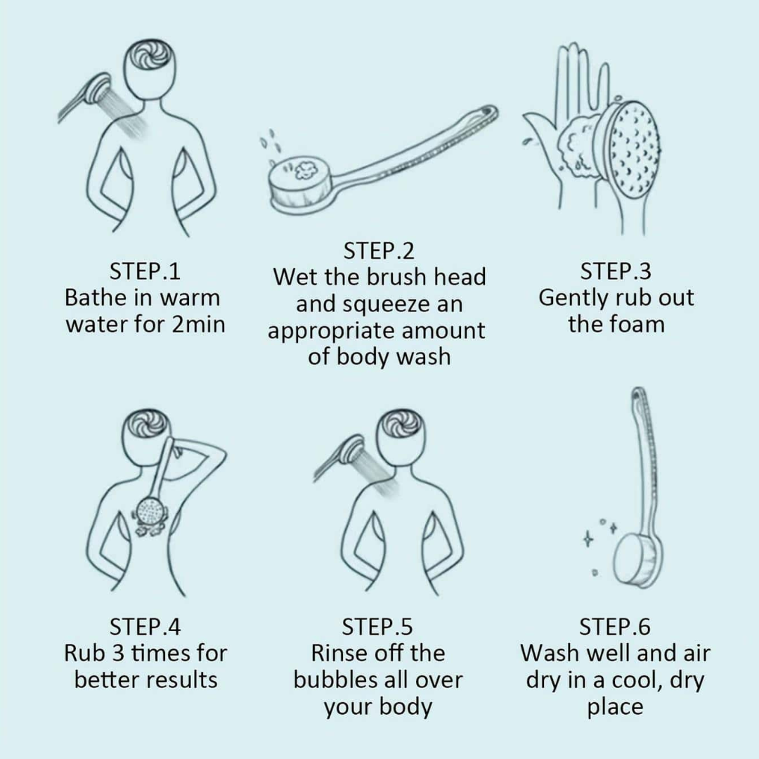 Long Handle Shower Body Bath Brush Skin Back Massage Scrubber Bathroom Tool UK
