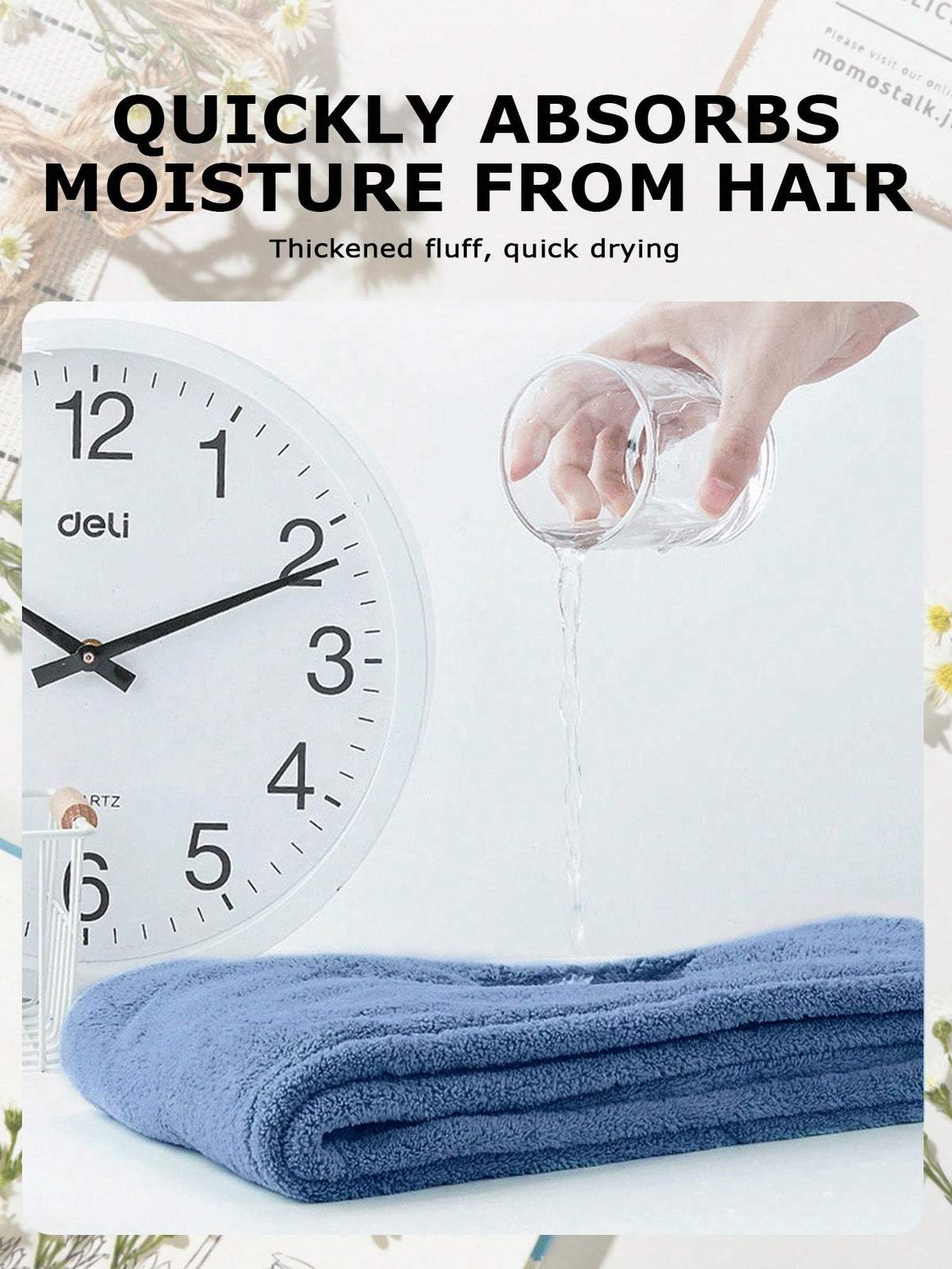 Soft Coral Fleece Hair Drying Cap - Absorbent Embroidered Shower Bonnet Towel UK