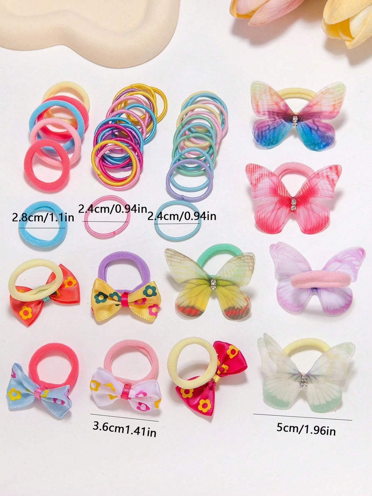 266pcs Multicolored Hair Ties Set, Bowknot Hairbands, Elastic Rubber Bands UK