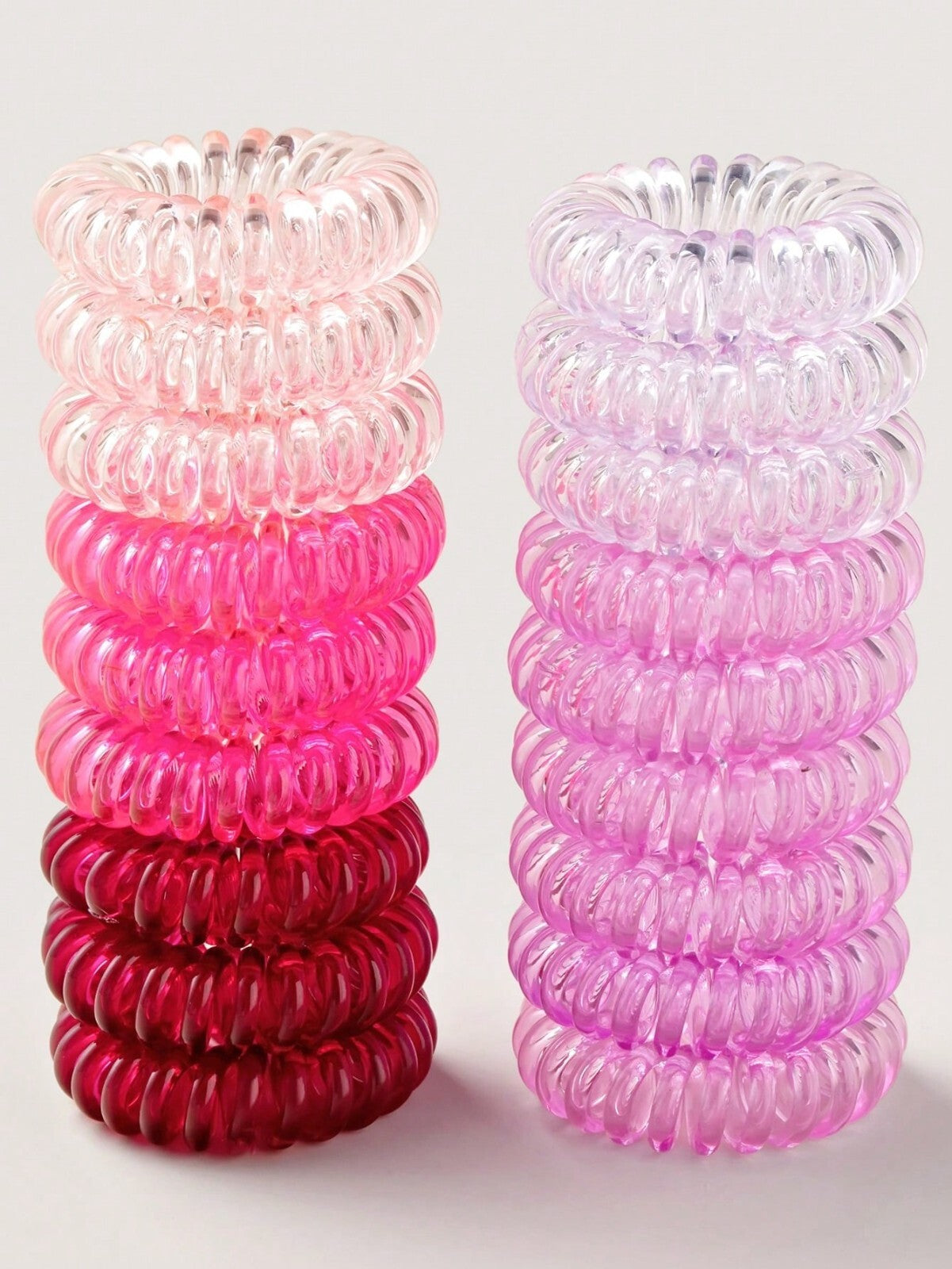 18 Hair Bobbles Spiral Coil Elastic Tie Wired Bands Stretchy Plastic Tangle Free