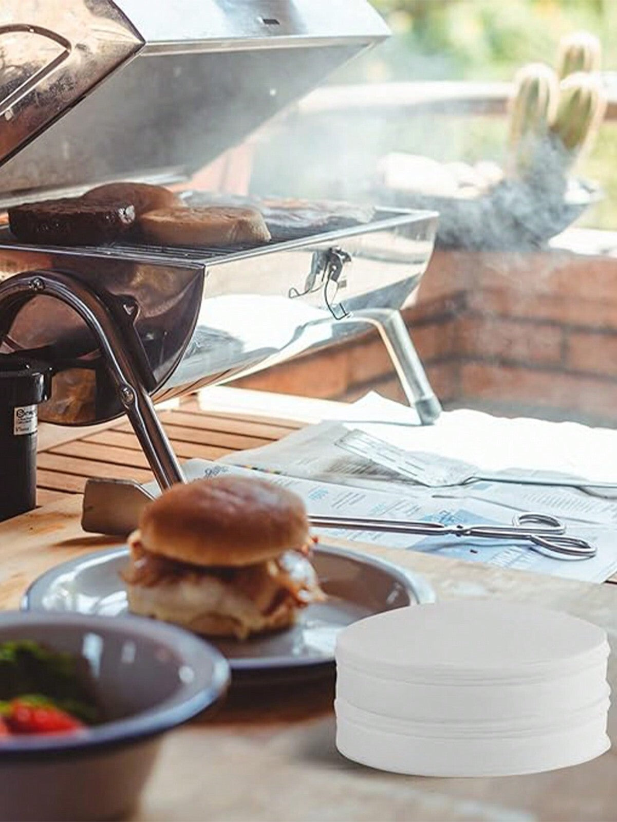 100pcs Non-Stick Hamburger Paper Sheets Burger Press Oil Paper Baking Cookies