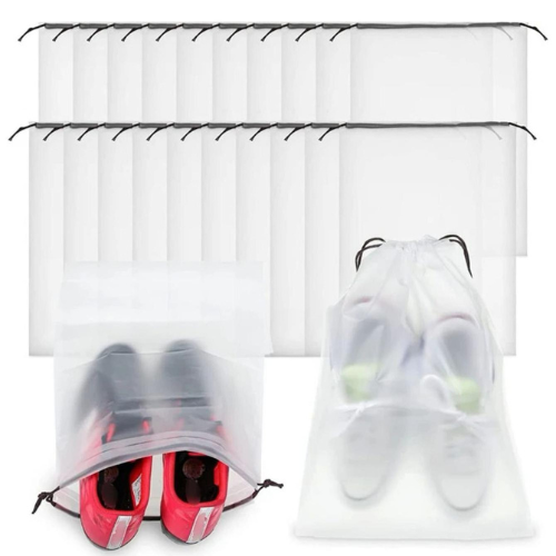 1/5ps Matte Translucent Sneakers Storage Bags Reusable Drawstring Shoe Organizer