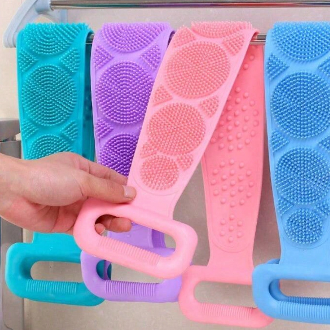 Silicone Back Scrubber Body Cleaning Strap Bath Belt Single Side Massage Spa UK