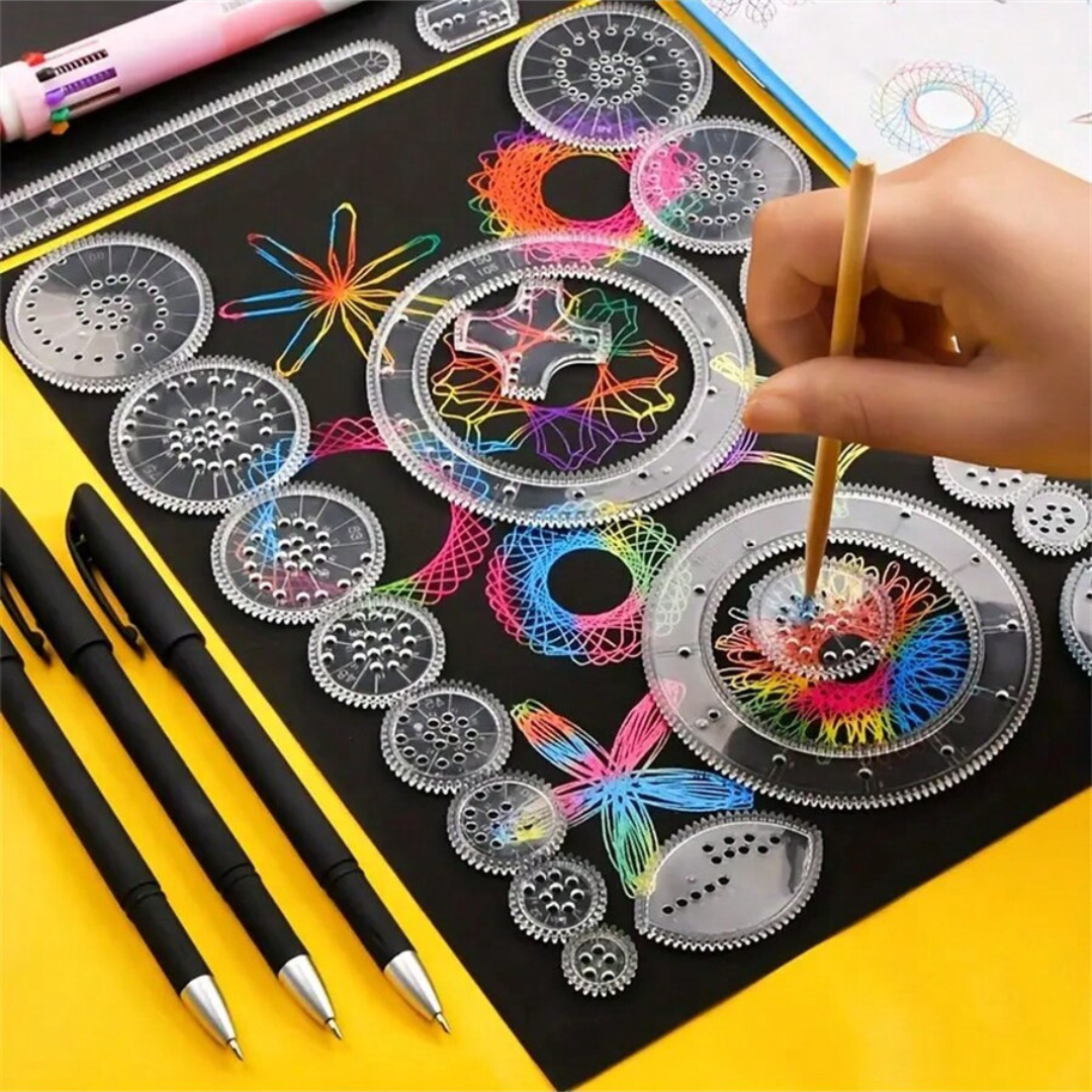 22Pcs Spirograph Geometric Ruler Drafting Tools Stationery Set Drawing Toys UK