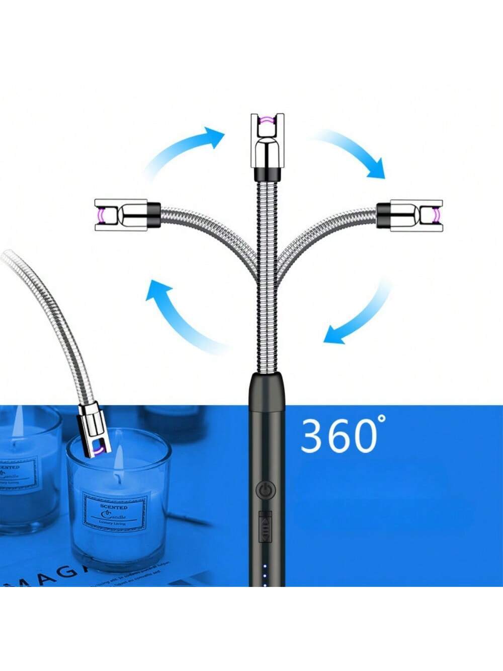Candle Lighter Electric Arc Lighter USB Rechargeable Wand Flexible Cooking BBQ