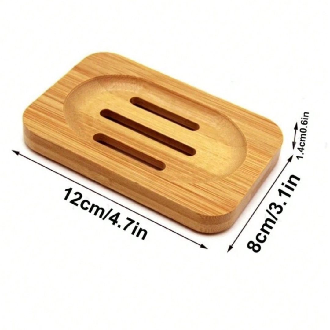 Bamboo Wooden Soap Dish Soap Tray Holder Storage Rack Plate Container Bathroom