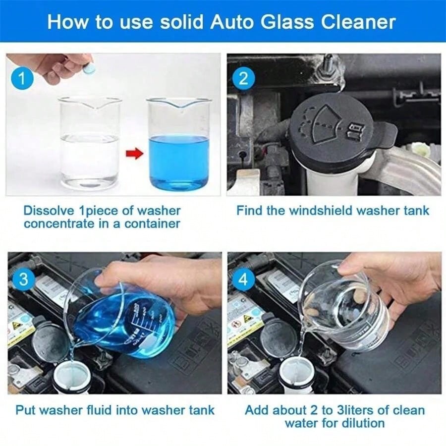 100PCS SCREEN WASH WINDSCREEN FLUID TABLETS CHEAPEST Solid Cleaner 100PCS