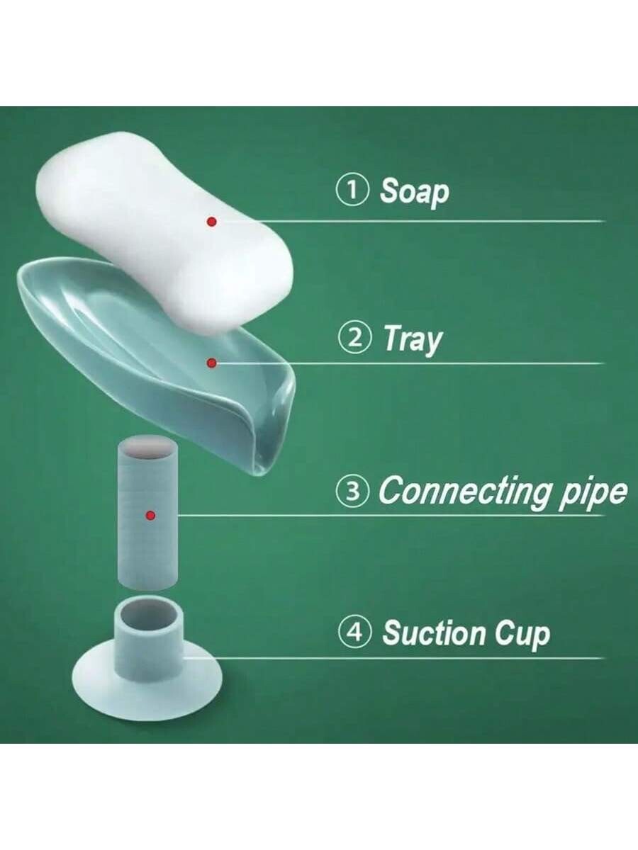 Bathroom Leaf Shape Drain Soap Box Dish Holder Storage Suction Saver Soapbox UK