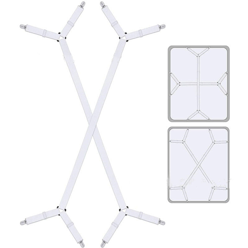 2x Suspender Straps Crisscross Bed Sheet Mattress Holder Fastener Grippers Clips