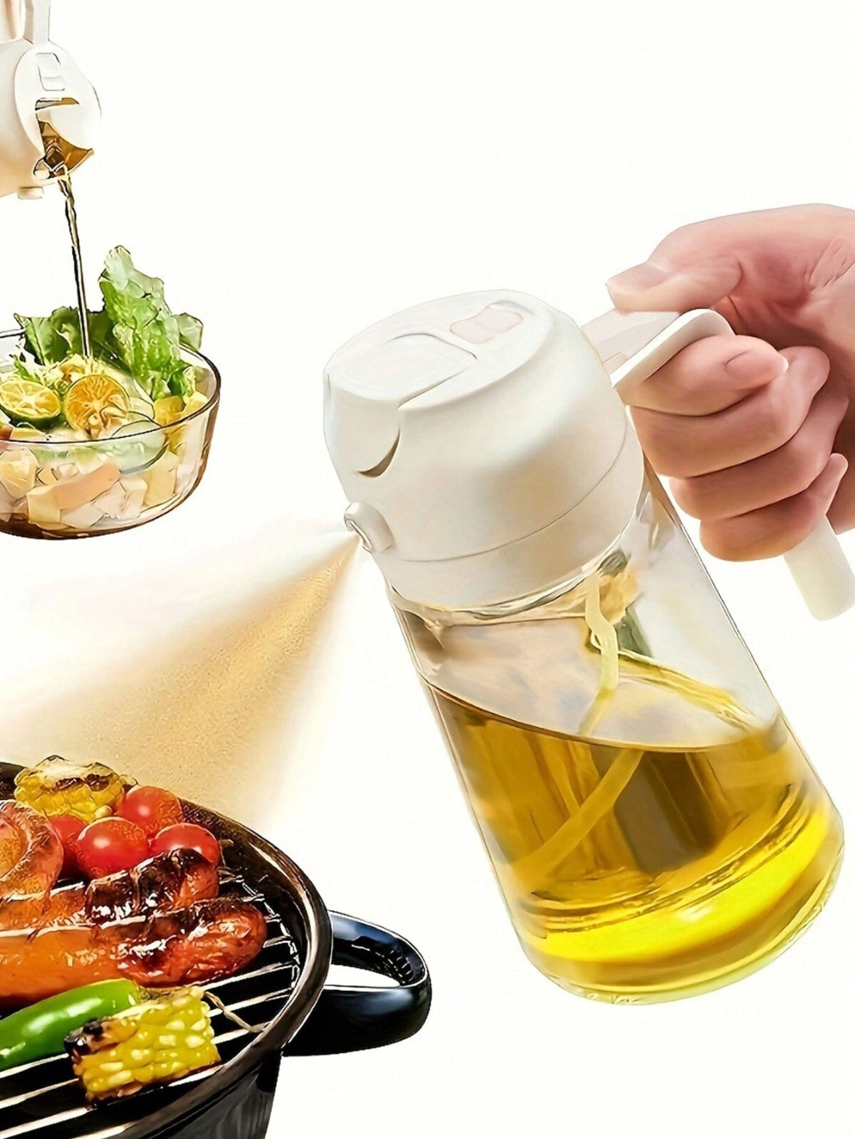 2In1 Oil Spray Bottle Kitchen Cooking Oil Dispenser Dual-Purpose Sauce Sprayer.