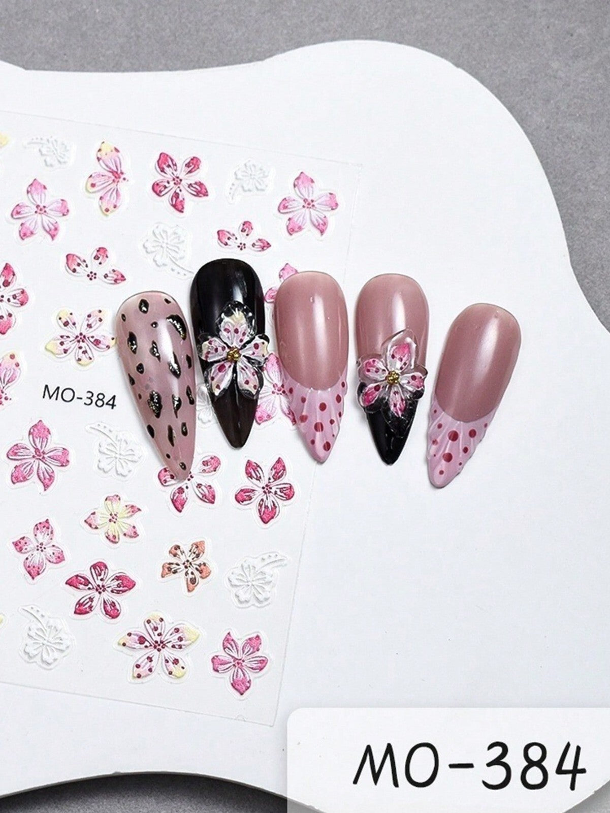 2sheet 5D Nail Art Stickers Decals Embossed Flowers Floral Daisy Fern Decoration