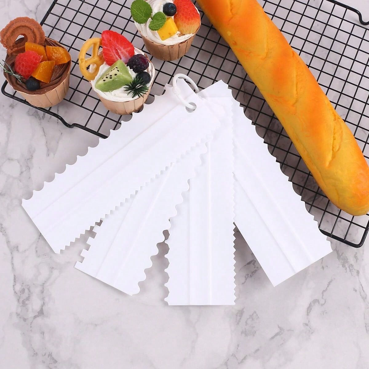 4Pcs Cake Decorating Comb Edge Smoother Cream Butter Scraper Pastry Baking Tool