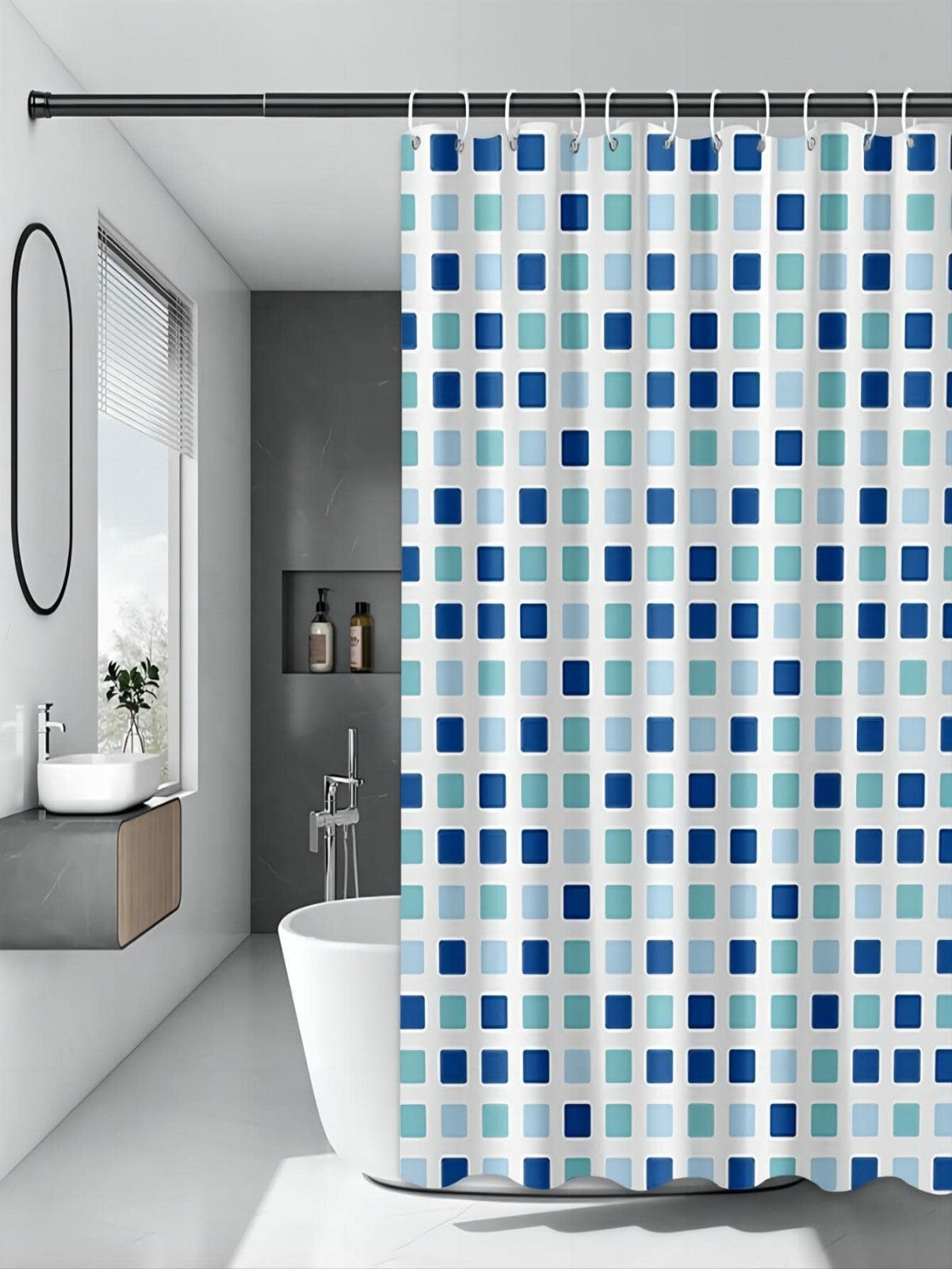 Shower Curtain Mould Proof Mildew Resistant Bathroom Polyester Fabric Curtains