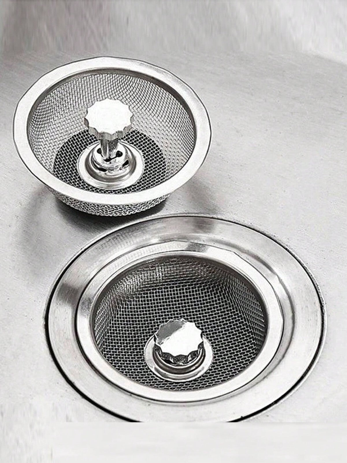 2PCS Kitchen Sink Strainer Replacement Waste Plug Basin Drain Filter Steel