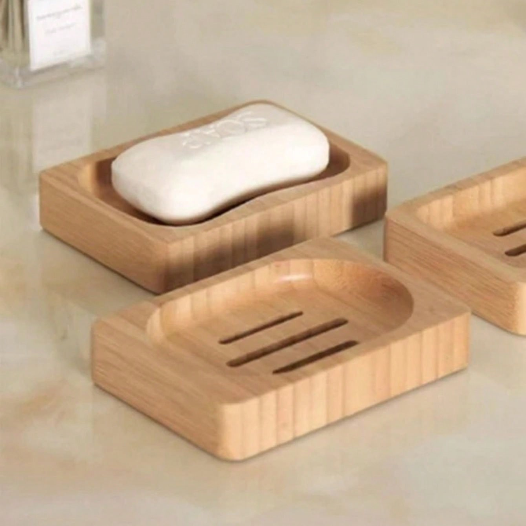 Bamboo Wooden Soap Dish Soap Tray Holder Storage Rack Plate Container Bathroom