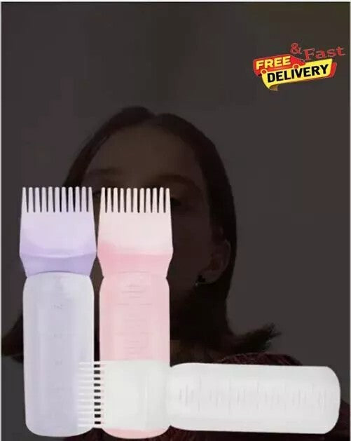 2PCS Hair Dye Oil Bottle Comb Dyeing Shampoo Hair Dye Applicator Brush Bottles