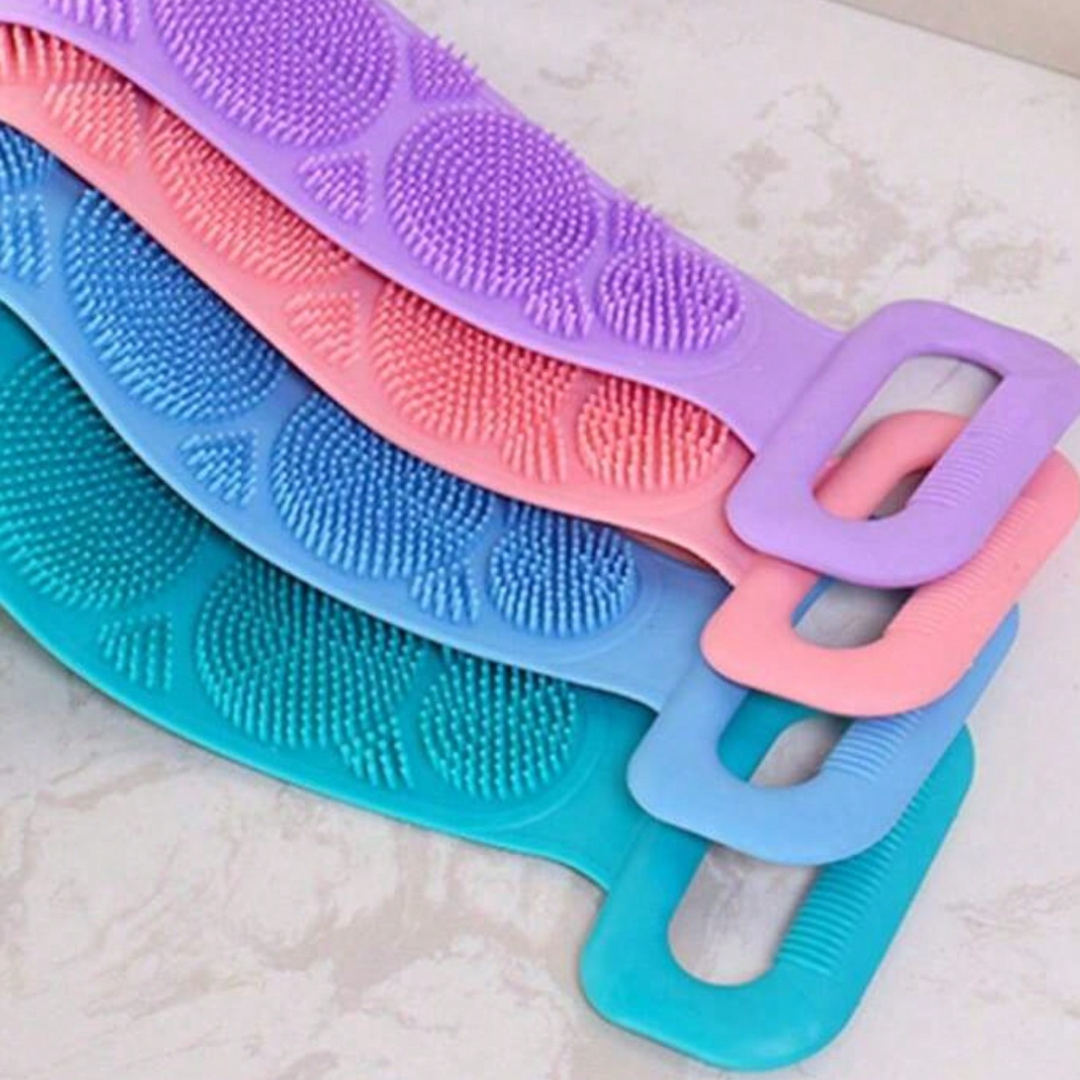 Silicone Back Scrubber Body Cleaning Strap Bath Belt Single Side Massage Spa UK