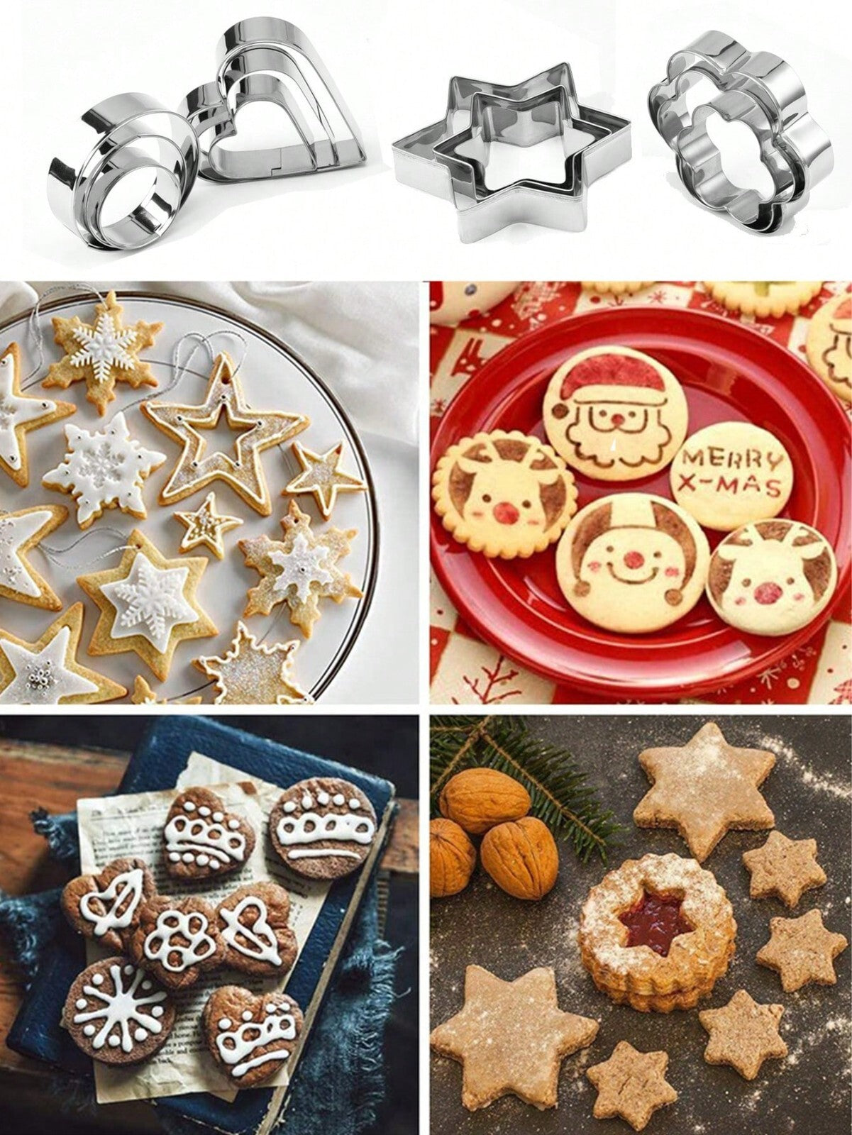 12 Pcs Cookie Cutter Stainless Steel Biscuit Mould Pastry Baking Cake DIY Decors