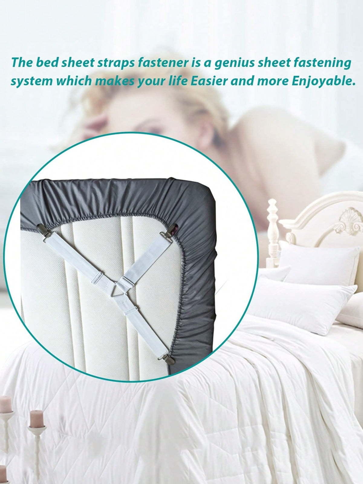 2/4PCS Adjustable Bed Sheet Fasteners, Elastic Clips for Mattress & Sofa Covers