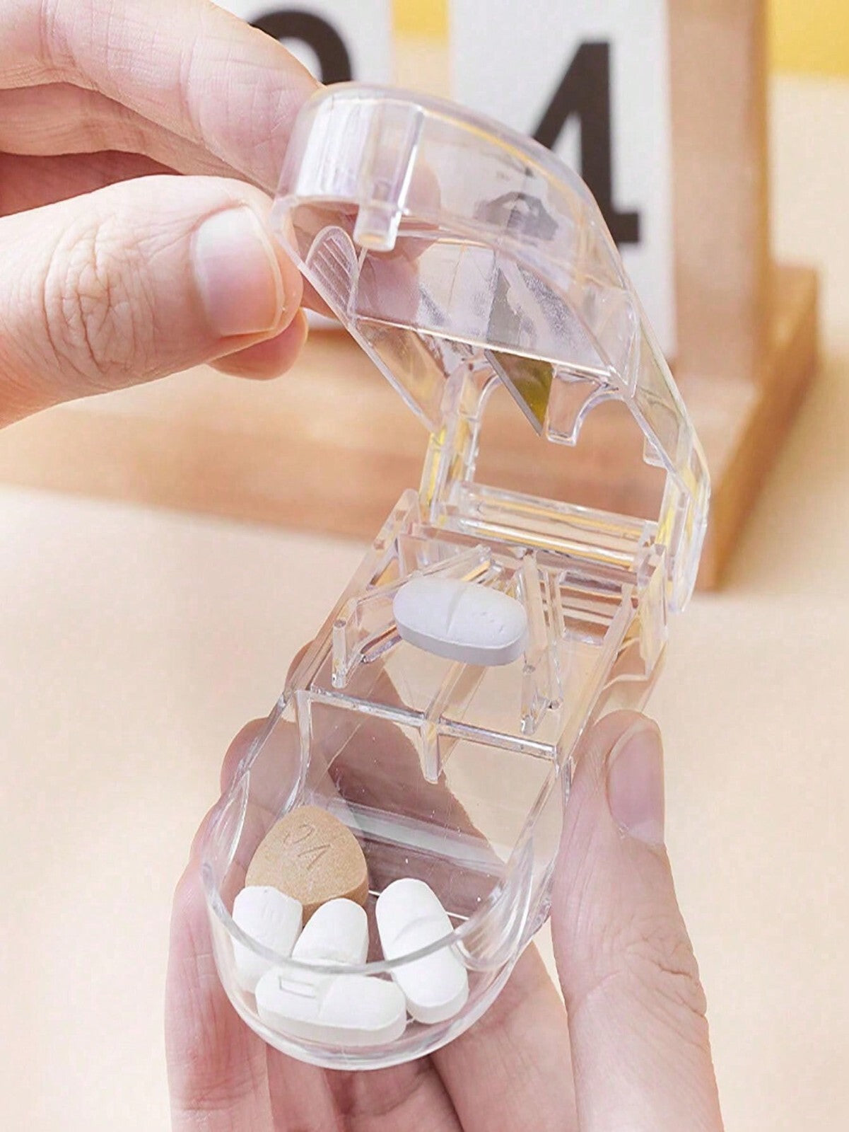 Pill Cutter Splitter Half Medication Storage Compartment Box Medicine Tablet Hol