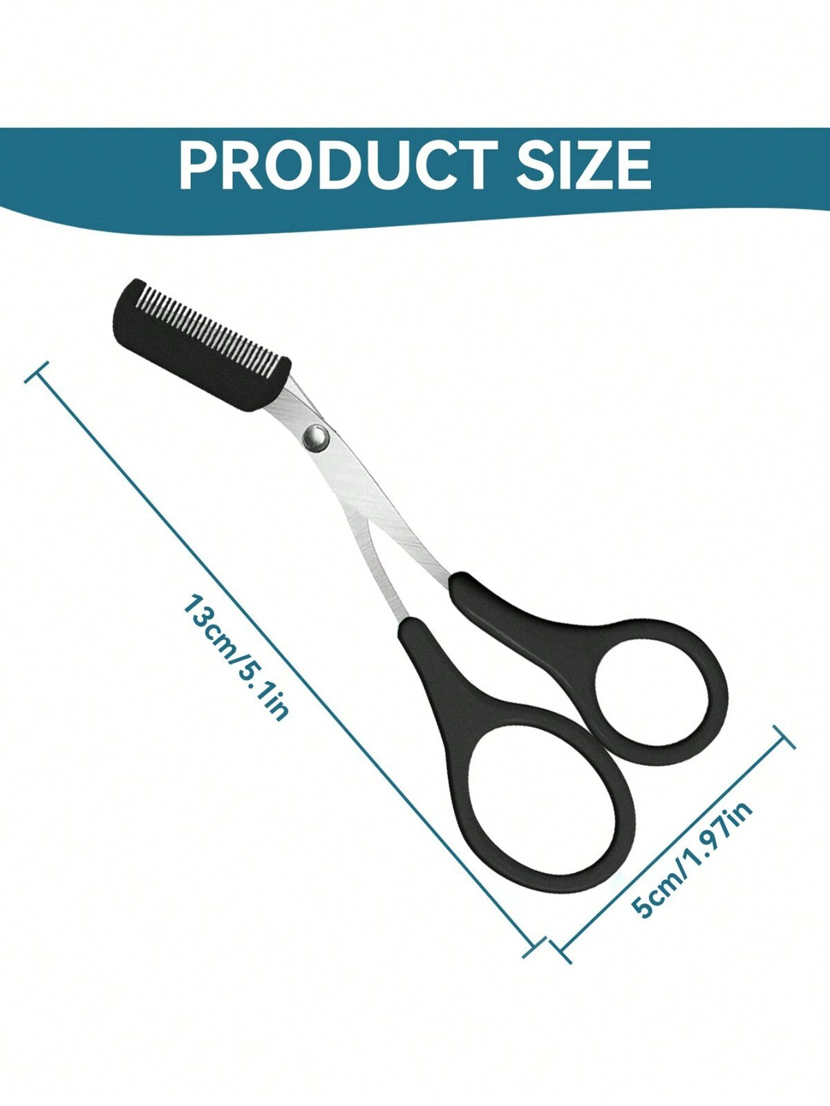 Eyebrow Scissors Eyelash Hair Comb Trimmer Stainless Steel Eyebrows Tool black