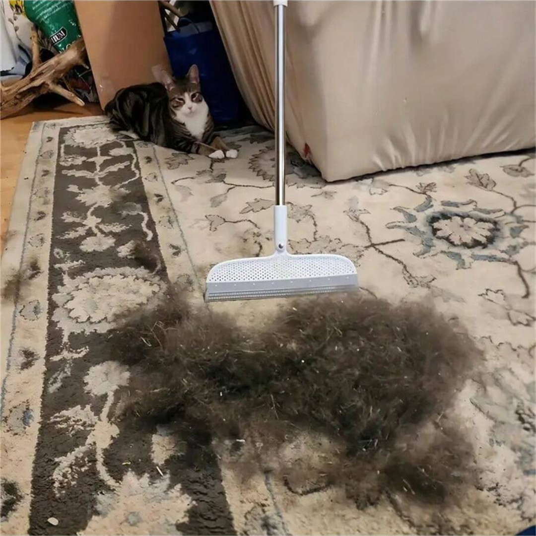 2-In-1 Magic Broom & Squeegee Long Handle Pet Hair Remover For Floors Versatile