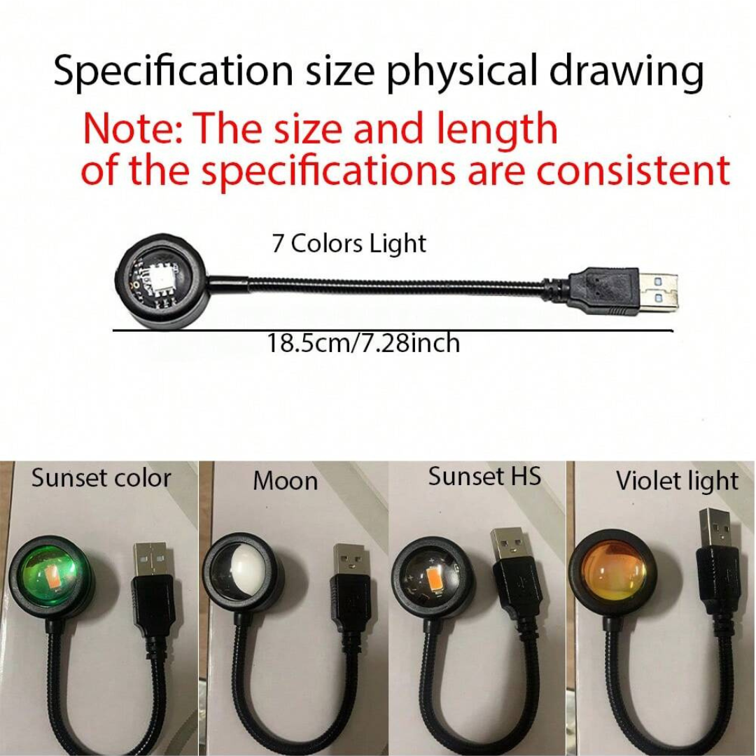 USB Sunset Projection Atmosphere LED Lamp Night Light Sun Rainbow Background UK