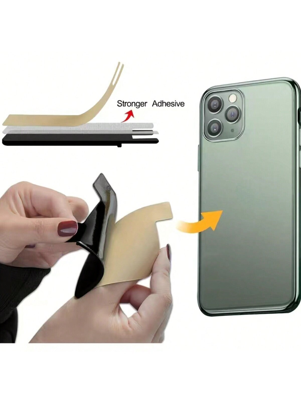 3pcs Silicone Credit Card ID Holder Wallet Pouch Stick-On Mobile Phone Pocket