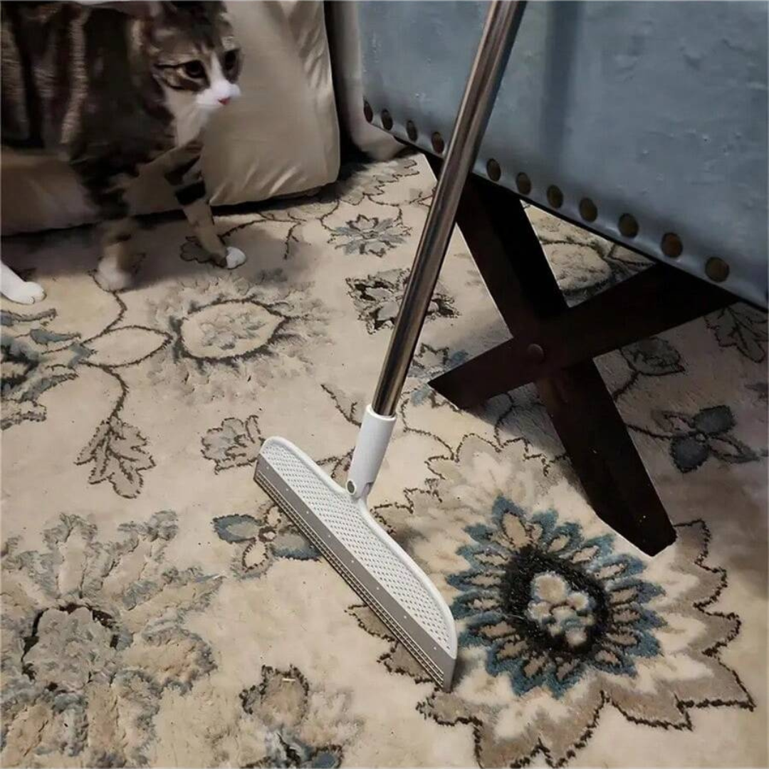 2-In-1 Magic Broom & Squeegee Long Handle Pet Hair Remover For Floors Versatile