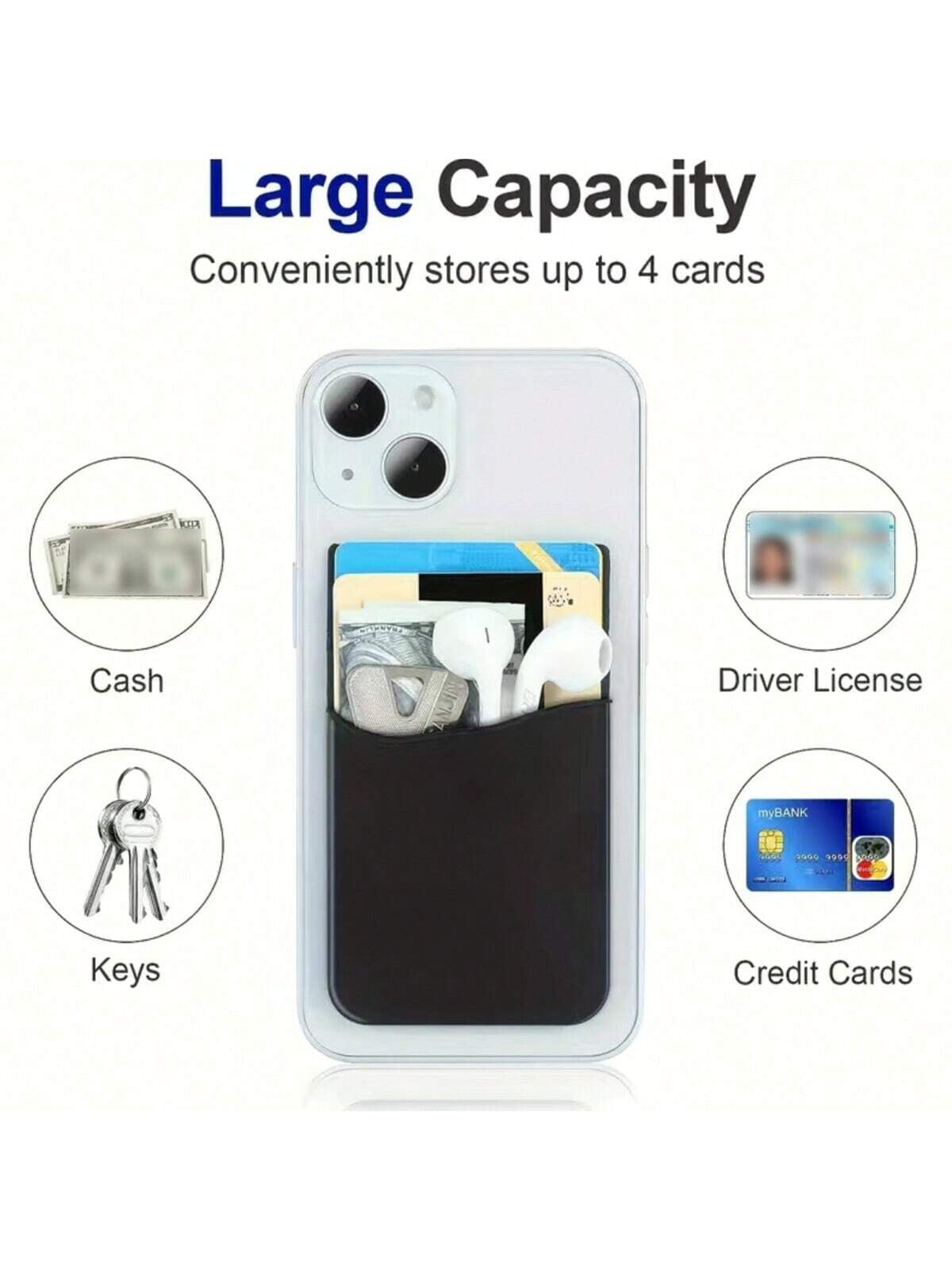 3pcs Silicone Credit Card ID Holder Wallet Pouch Stick-On Mobile Phone Pocket