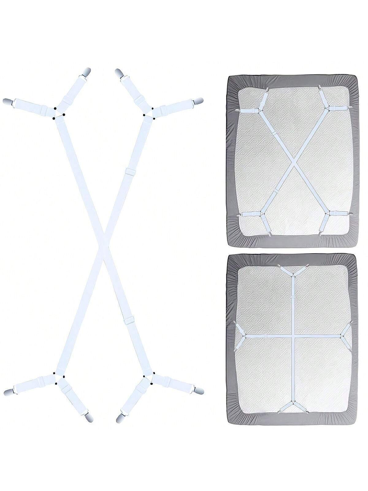 2x Suspender Straps Crisscross Bed Sheet Mattress Holder Fastener Grippers Clips