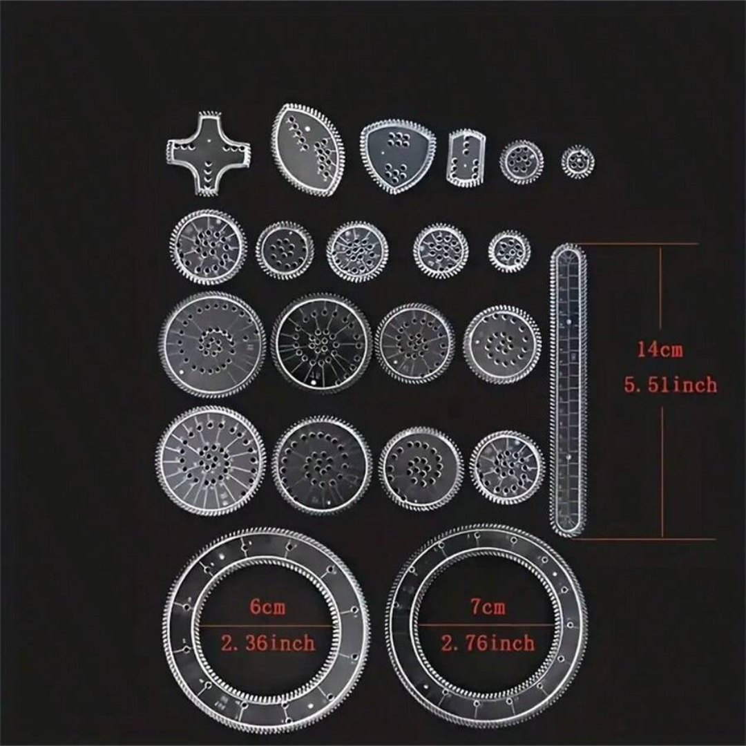 22Pcs Spirograph Geometric Ruler Drafting Tools Stationery Set Drawing Toys UK
