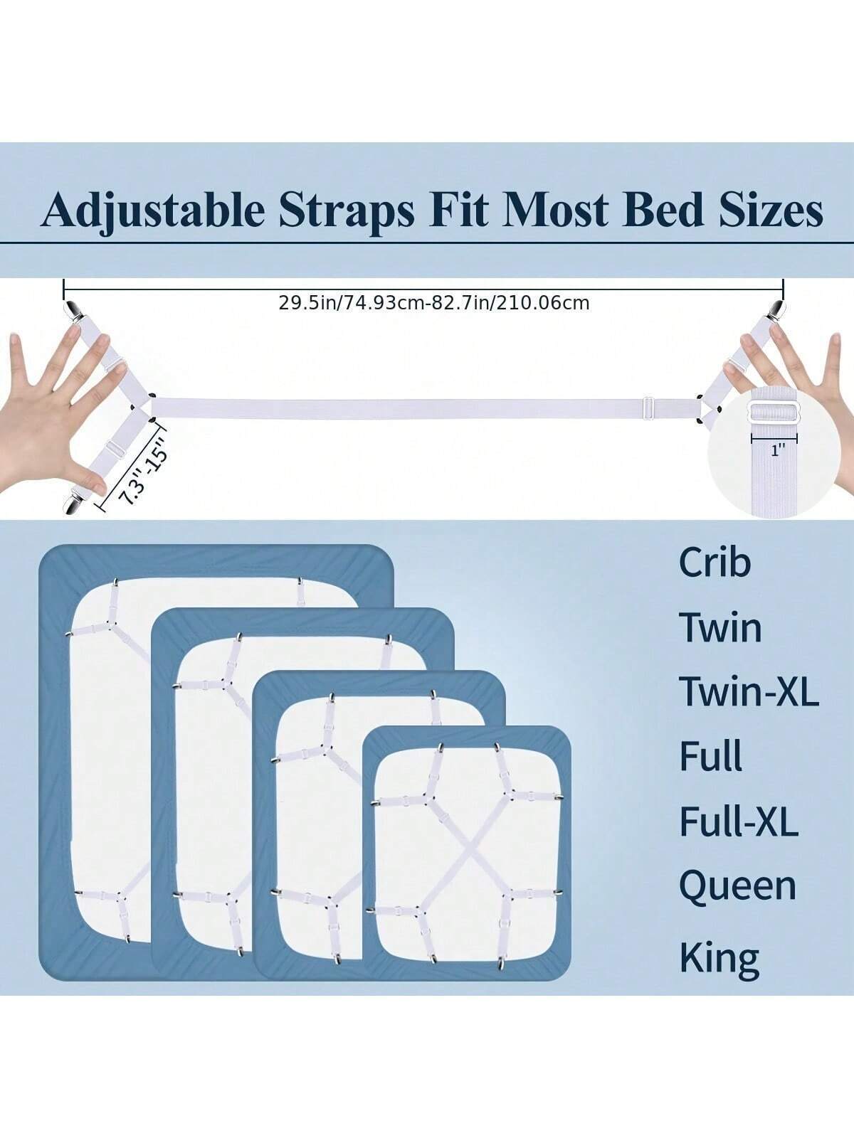 2x Suspender Straps Crisscross Bed Sheet Mattress Holder Fastener Grippers Clips