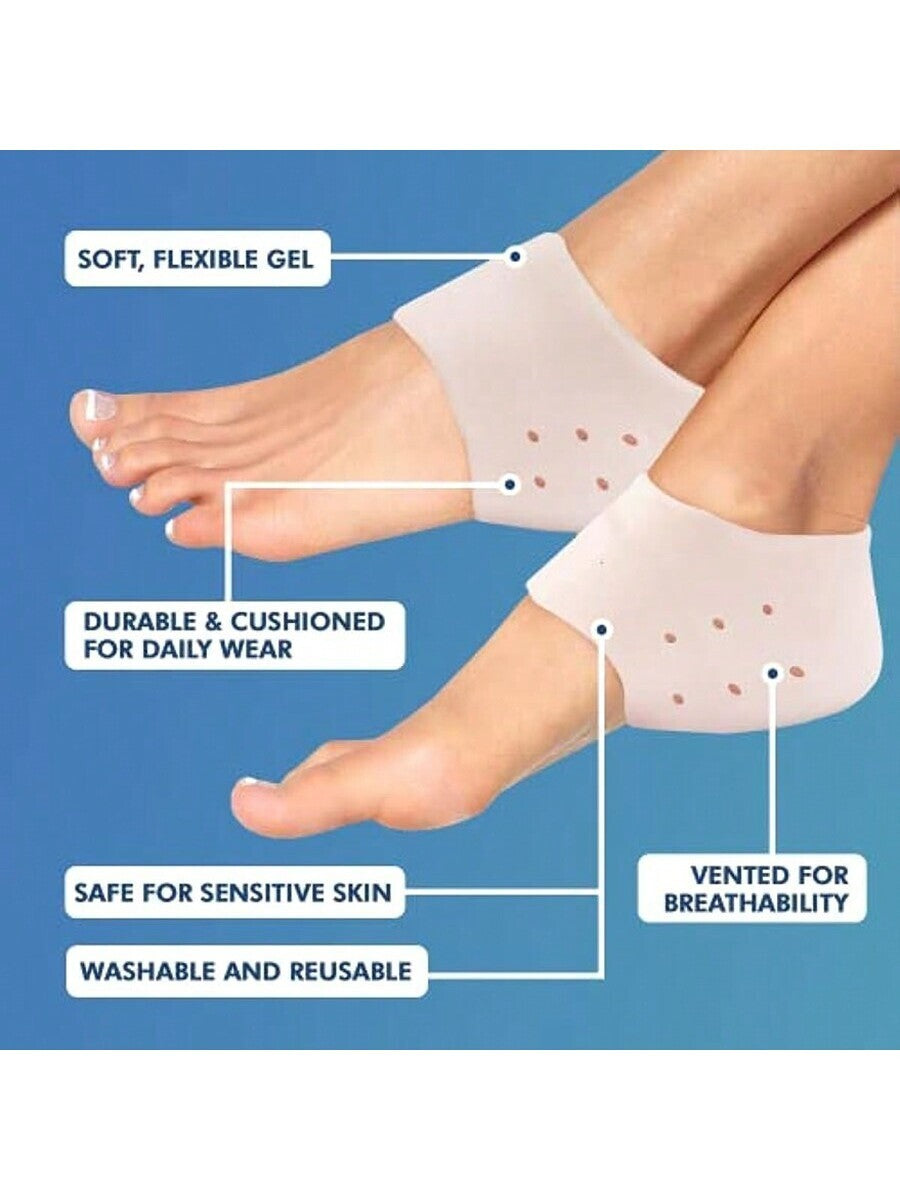 1PAIR SILICONE GEL HEEL SLEEVES Cracked Foot Skin Care Protector Socks UK
