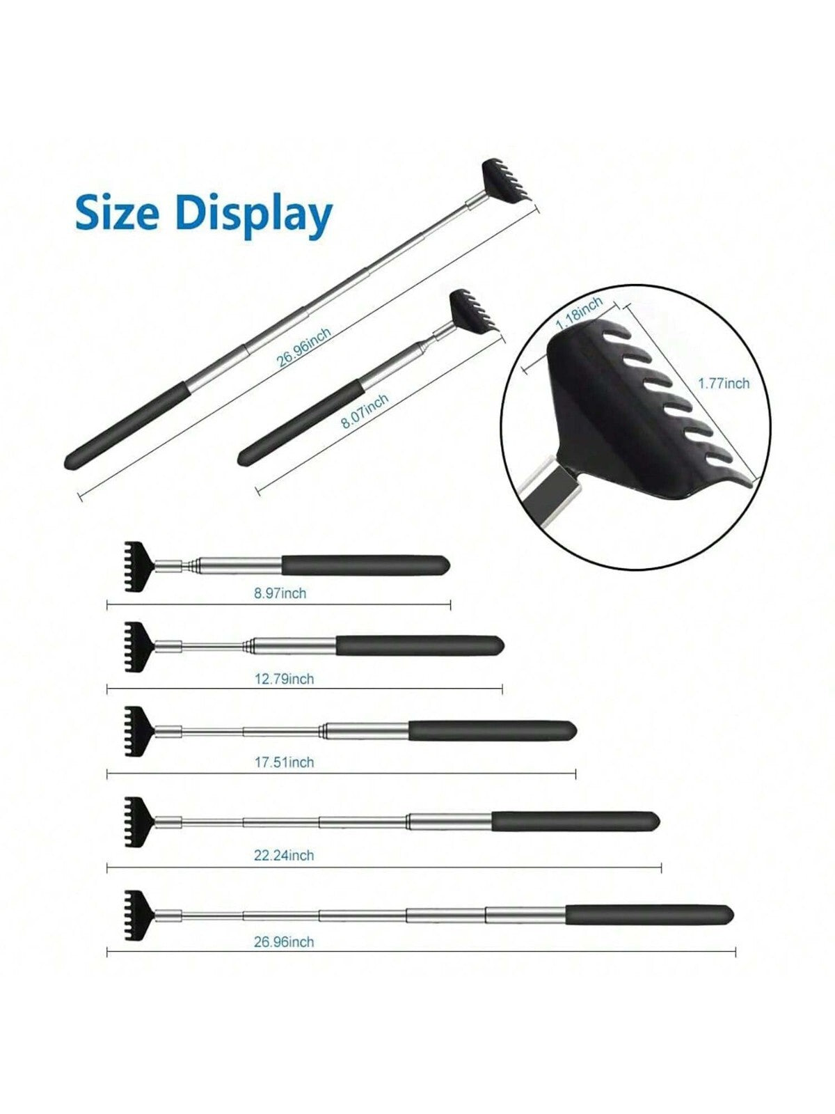 BEAR CLAW / RAKE BACK SCRATCHER Metal Extending Massager Telescopic Portable UK