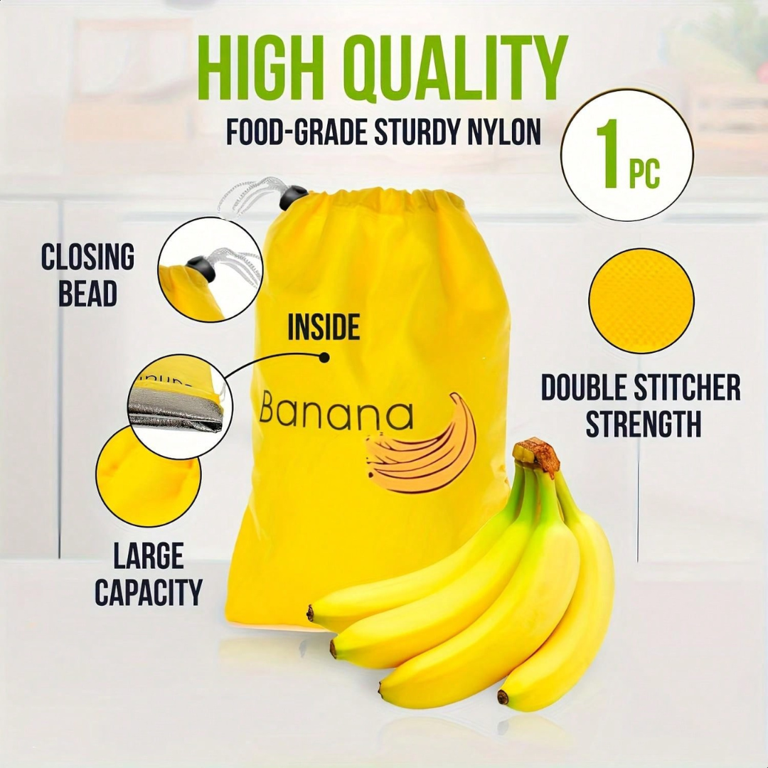 BANANA TIE UP PADDED STORAGE BAG Fresh Fruit Kitchen Fridge Container Organiser