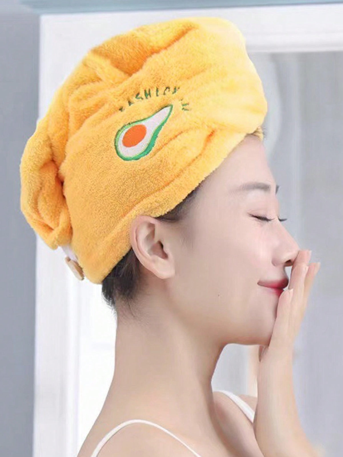 Soft Coral Fleece Hair Drying Cap - Absorbent Embroidered Shower Bonnet Towel UK