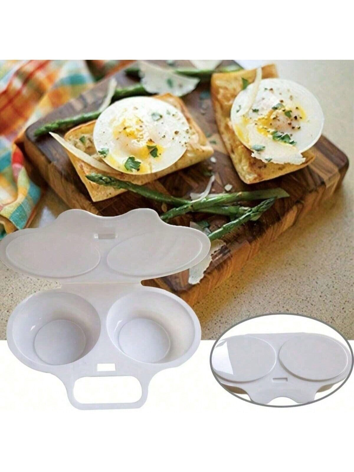 Microwave Egg Poacher Kitchen Steam Maker Cooker 2 Eggs Poach Breakfast Kitchen