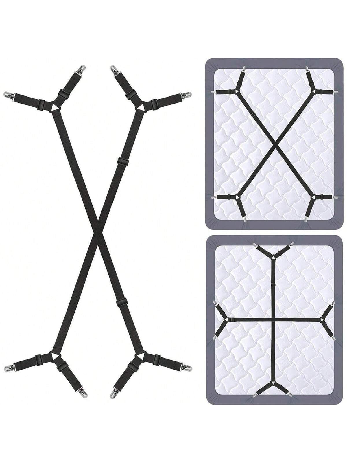 2x Suspender Straps Crisscross Bed Sheet Mattress Holder Fastener Grippers Clips