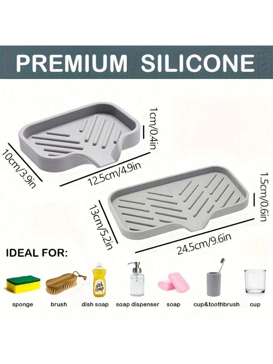 Silicone Soap Dish Storage Holder Soap Plate Tray Drain Box for Bathroom Sink UK