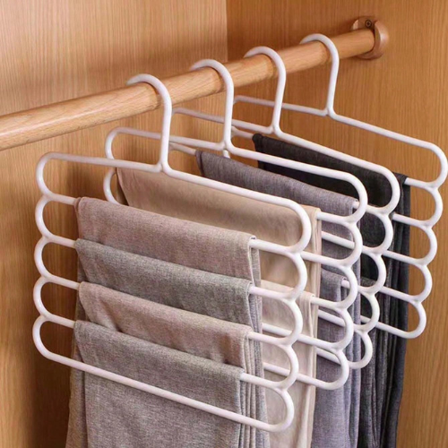 5 Layer Hanger Storage Closet Rack Space Saving Clothes Trousers Pants Organizer