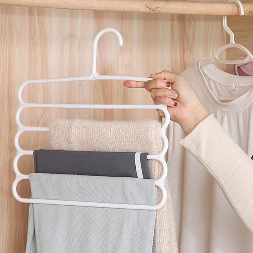 5 Layer Hanger Storage Closet Rack Space Saving Clothes Trousers Pants Organizer